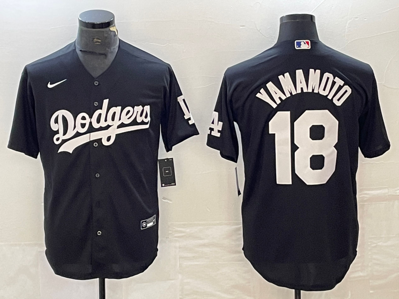Men's Los Angeles Dodgers Yoshinobu Yamamoto #18 Black Jersey